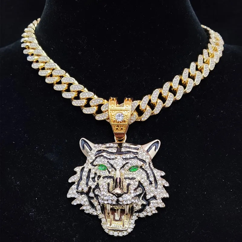 Iced Tiger Pendant Necklace