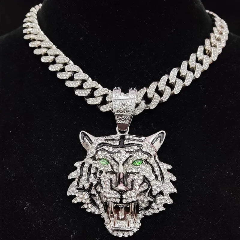 Iced Tiger Pendant Necklace
