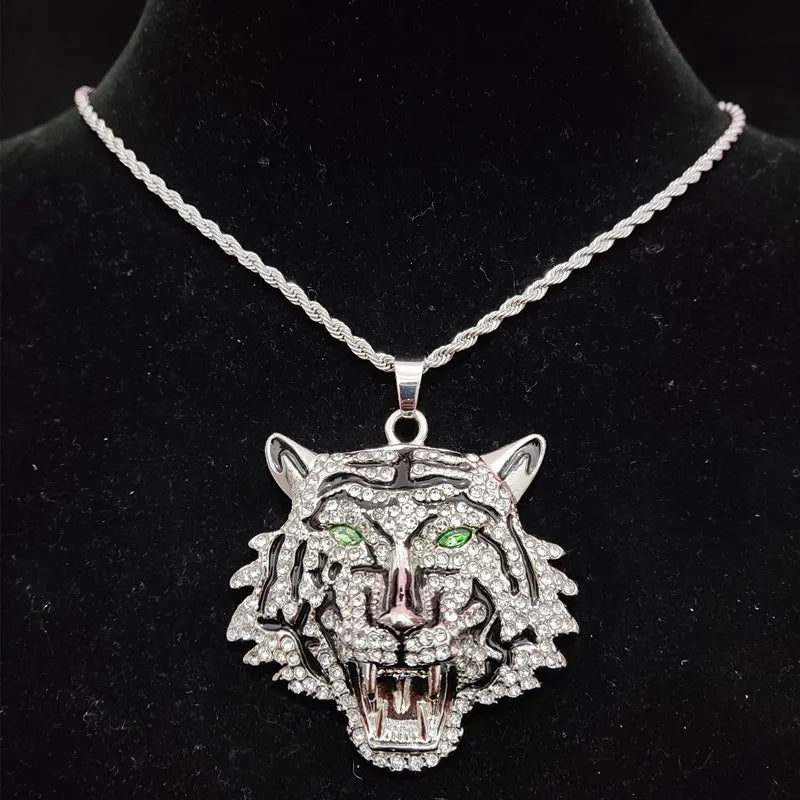 Iced Tiger Pendant Necklace
