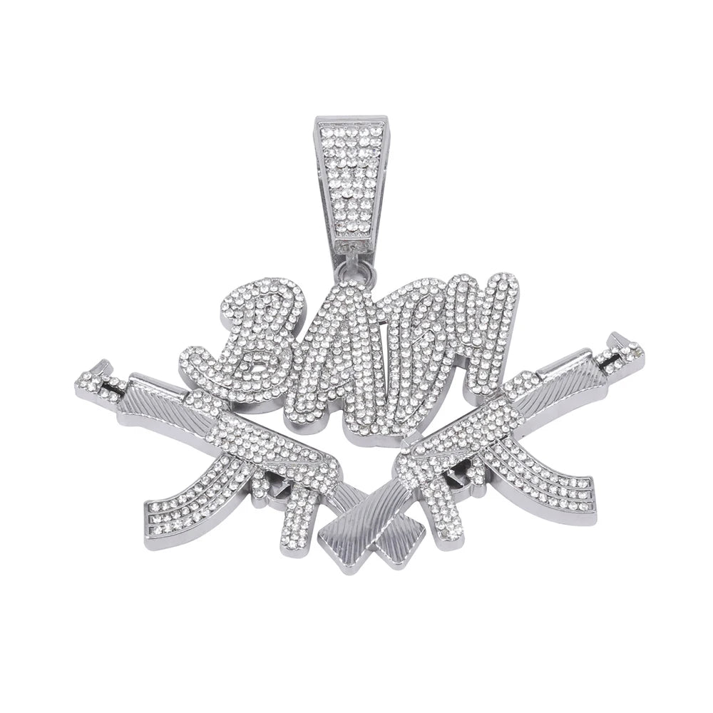 Iced Out AK47 Pendant Necklace