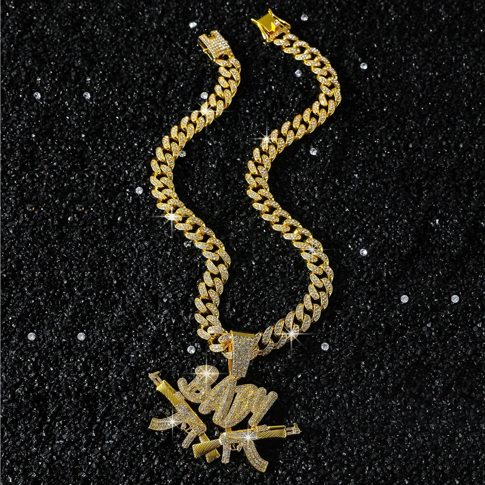 Iced Out AK47 Pendant Necklace