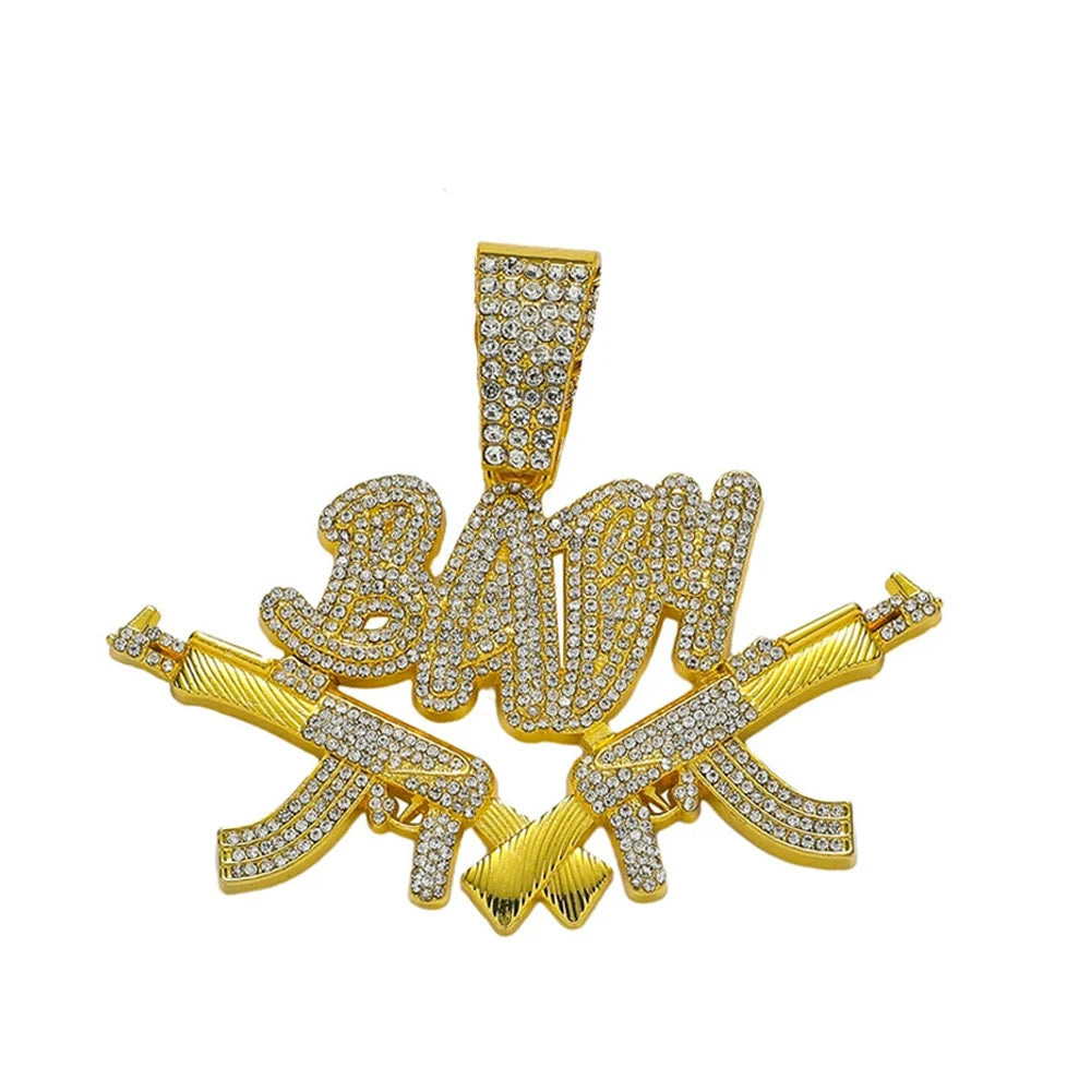 Iced Out AK47 Pendant Necklace